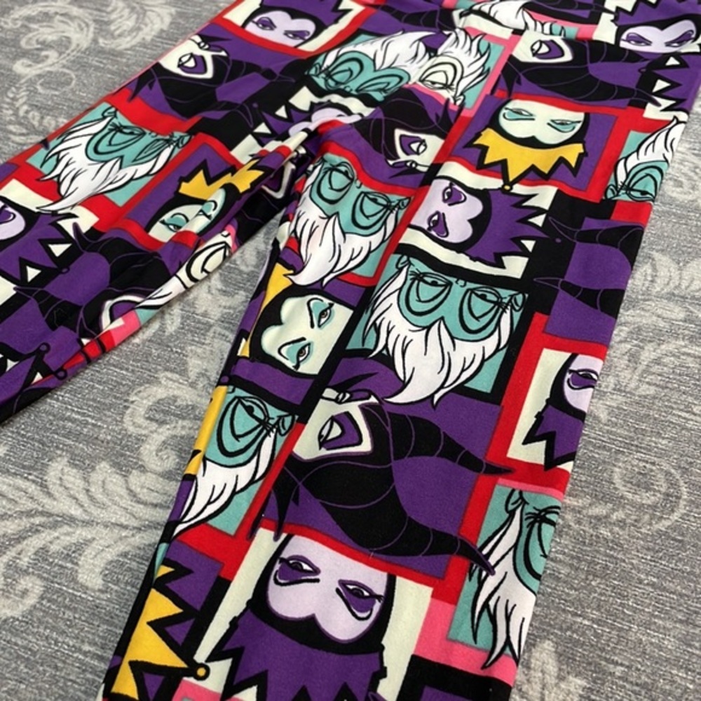 RARE 🦄 Lu La Roe- Disney Villans leggings Size Tween -Ursula, Maleficent, Queen